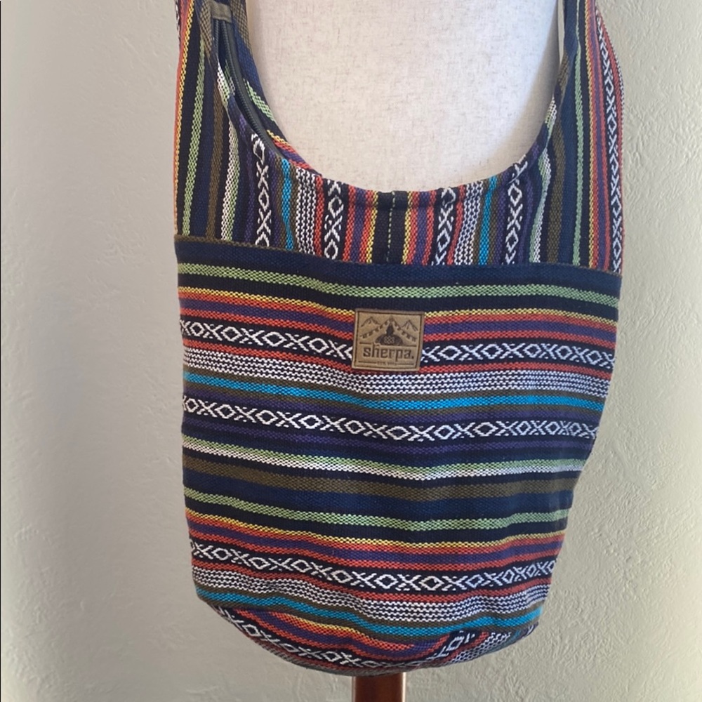 Sherpa Multicolor Striped Boho Sling Crossbody Bag